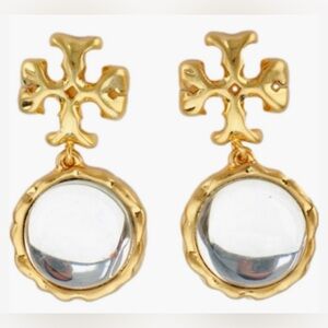 Tory Burch Roxanne Clear Resin Drop Earrings NWOT